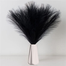 Faux Pampas Grass,18In/45cm Artificial Pampas Grass Fluffy 10 Stem Pompous Grass Flower Arrangement for Boho Home(Black)