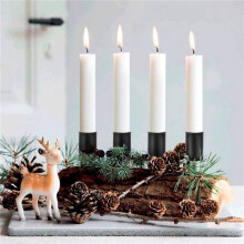 Candle Holders, Advent Wreath, Candle Sticks, Advent Wreath, Candle Holder, Taper Candles with Skewer, 24Pcs Black