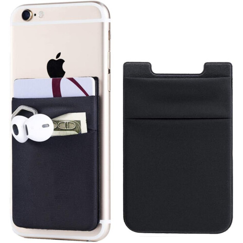 Selbstklebender Kartenhalter für Handy Lycra schwarz 1