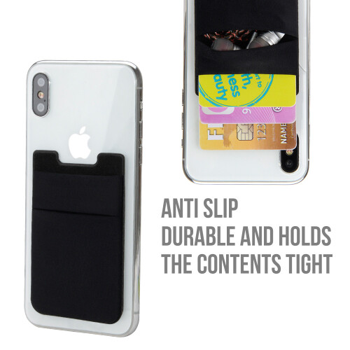 Selbstklebender Kartenhalter für Handy Lycra schwarz 2