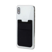 Selbstklebender Kartenhalter für Handy Lycra schwarz