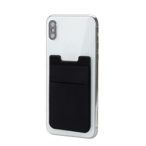 Selbstklebender Kartenhalter für Handy Lycra schwarz