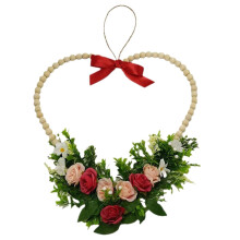 Valentine's Day Heart Garlands with Wood Beads and Red Ribbon