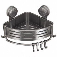Étagère de douche d'angle triangulaire à ventouses – Grise, sans perçage