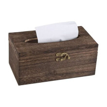 Boîte à mouchoirs rectangulaire en bois style rétro 22 x 12 x 10 cm