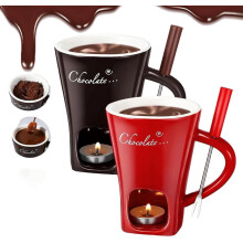 Service à fondue au chocolat en céramique avec fourchette (2 pièces)