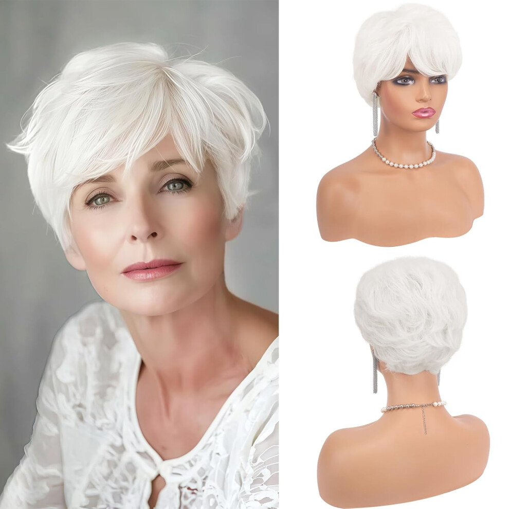 Unisex Grey Synthetic Pixie Wig Â Layered Short Cut