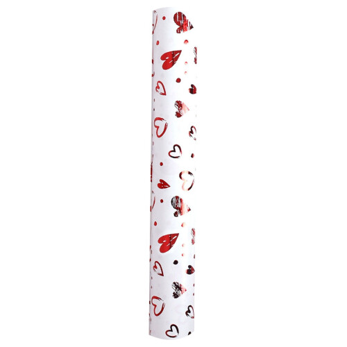 Hjertegavepapirrull – gullfolie preget 17" x 10'