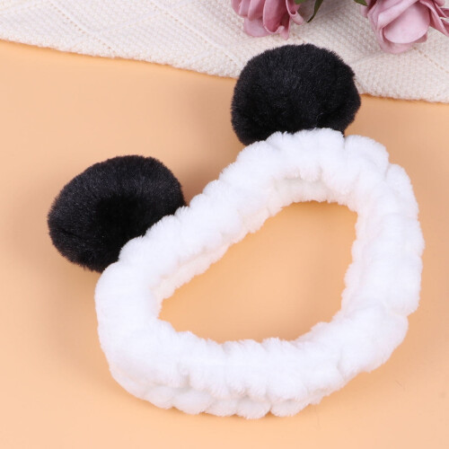 Elastico nero per capelli con orecchie da panda, leggero, ideale per sport e feste.