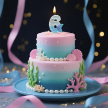Number Birthday Candles for Cake,Blue Mermaid Tail Topper,Paraffin Wax,Size 2.95x1.57in
