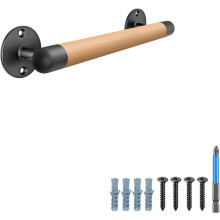 Wood Handrail 15 Inch with Metal Base Round 1.3 Inch