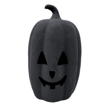 Hlinené tekvice Jack O'Lantern, ručne vyrobená terakotová halloweenska dekorácia do interiéru/exteriéru – tmavosivá