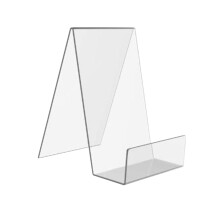 Cavalete de acrílico para livros com prateleira transparente - Pacote com 1 unidade para exibição de livros, partituras, obras de arte, CDs e