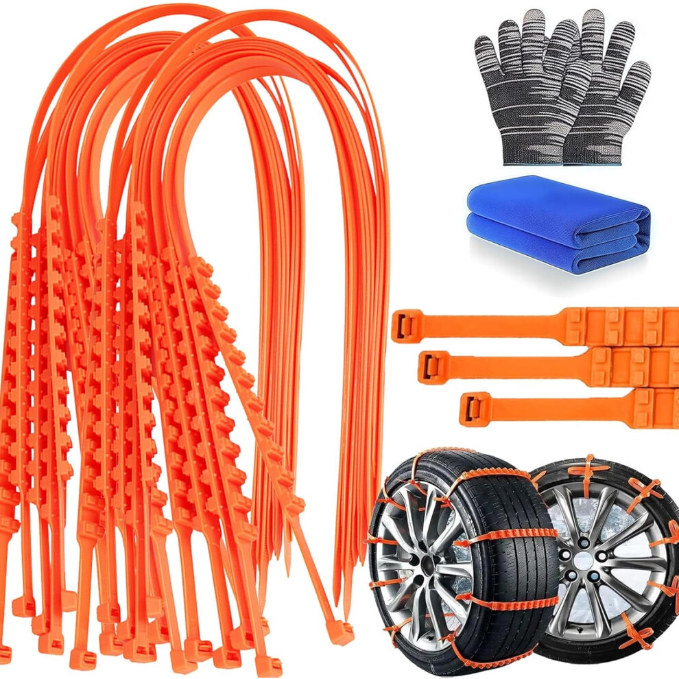 Universal Anti-Skid Snow Tire Chains, Reusable Emergency Traction Straps For Snow, Ice & Mud, Compact Portable Tire Chains For Cars, Suvs & Trucks Light 9450273938851