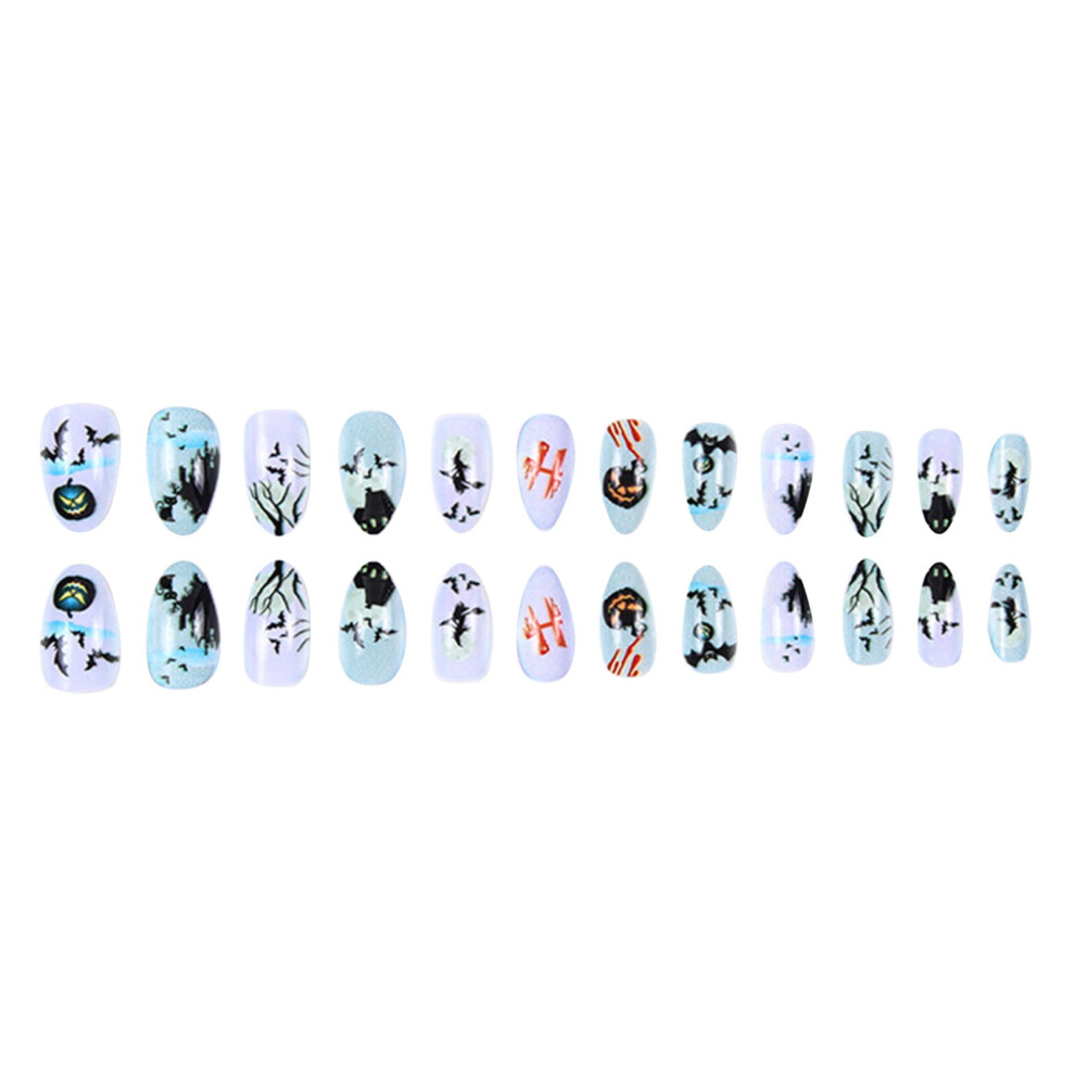 24 Sheets Nail Stickers Art 3D Nail Decals Self Pumpkin Bat Witch Nail Sticker Design DIY Holiday Nail Decorations-D