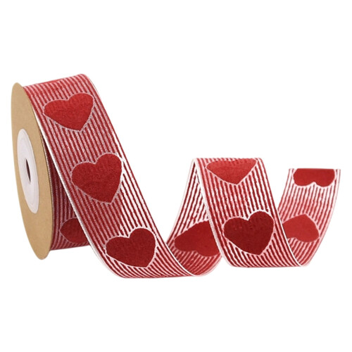 Κορδέλα με συρμάτινη άκρη σε σχήμα καρδιάς για τον Άγιο Βαλεντίνο, 10 γιάρδες (0,98" x