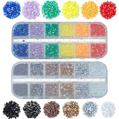 Strass en résine, 12 couleurs, 3 mm, 6000 pièces
