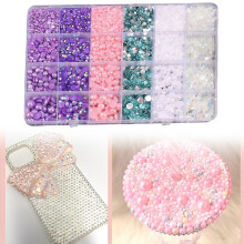 Kit de decoración con diamantes de imitación y 6 cuentas de resina de colores