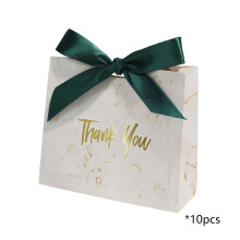 Confezione da 10 mini sacchetti regalo di ringraziamento (11 x 9 x 4,3 cm), sacchetti verdi per caramelle con fiocco per compleanni, matrimoni e