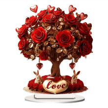 Décoration en acrylique « Arbre de l'amour » pour la Saint-Valentin (1 pièce, 20 cm), idéale pour une fête à la maison ou à la ferme, ou