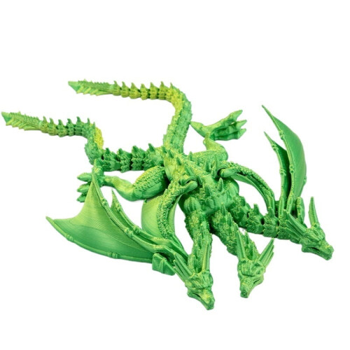 1 τεμάχιο Πράσινο 24CM Τρικέφαλος Βασιλιάς Ghidorah, τρισδιάστατα εκτυπωμένο, αρθρωτό
