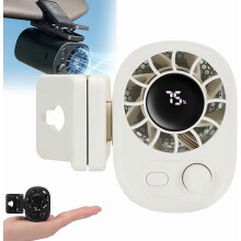 Ventilador para coche con clip, pantalla LED, rotación de 360, 100 velocidades, recargable por USB, compatible con coches (blanco)