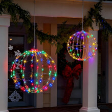 Boules lumineuses de Noël suspendues à piles Twinkle Orbs, lot de 2, étanches pour l'extérieur, 8 modes d'éclairage, 30 cm