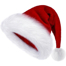 Bonnet de Noël, bonnets de Père Noël pour adultes et enfants, en velours rouge confortable et extra épais, idéal pour les fêtes de fin d'année.