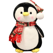 25 cm großes Weihnachts-Plüschpinguin-Spielzeug mit flauschiger Fleecejacke und Mütze – Blaues Stofftier für Jungen und Mädchen (Passend zu