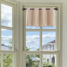 Short Curtains for Kitchen Window, 29x14 Inches, Light Blocking Polyester Café Curtains, Valance for Sink, Coffee Beige Blue Gray Navy