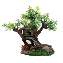Baumhaus-Ornament aus Kunstharz für Aquarien, 19,5 x 12 x 27 cm