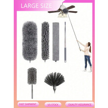 Ensemble de 7 plumeaux en microfibre avec manche extensible en acier inoxydable, plumeaux flexibles pour hauts plafonds, ventilateurs et meubles –