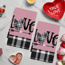 Torchons de cuisine pour la Saint-Valentin – Torchons ultra-doux, absorbants et décorés sur le thème de la Saint-Valentin, parfaits pour
