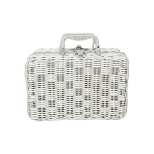 Coffret cadeau valise en rotin tressé à la main, panier de rangement vintage avec poignée, panier de pique-nique et accessoire photo — 21,8 cm x