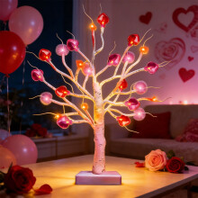 Décoration de cœur suspendue pour la Saint-Valentin, 59 cm, sapin artificiel lumineux avec 24 LED rouges, fonctionne sur piles, décoration
