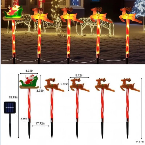6-Pack Solar LED Christmas Lights – Santa, Tree, Reindeer