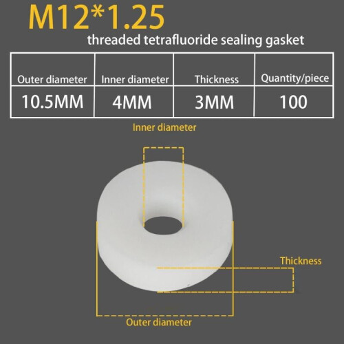 (M12 100 τεμάχια) Pneumatics M8M10M12 Ροδέλα στεγανοποίησης αέρα PTFE O-Ring Ροδέλα φλάντζας για