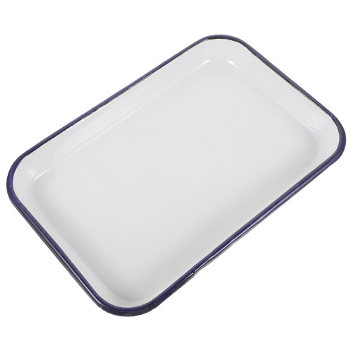 White Enamel Baking Sheet Pan - Non-Stick Ceramic Cookie and Tray, Rectangular Oven Pancake Serving Dish for Kitchen Use 1