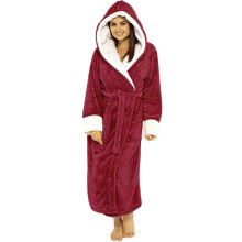 Fleece badjas voor dames met capuchon, warme winterbadjas