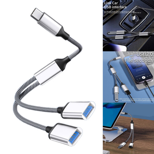 Καλώδιο προσαρμογέα τύπου C αρσενικό σε 2USB θηλυκό, μετατροπέας καλωδίου 1