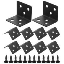 10pcs Heavy Duty L Shaped Brackets with Screws, 90 Degree Metal Corner Braces for Wood Furniture, Cabinets, Tables
