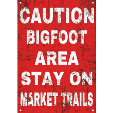 Panneau métallique vintage « Zone Bigfoot » - Décoration murale - 20 x 30 cm (8 x 12 pouces)