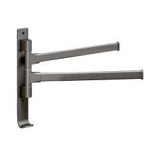 Porte-serviettes pivotant, support mural rotatif à 4 bras et 180 avec crochet, antirouille, gain de place, gris – Compatible avec les murs