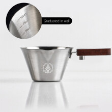 Verre à expresso carré avec poignée en bois et graduation, tasse doseuse en céramique pour l'extraction du café, bar à domicile