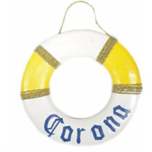 Houten CORONA bier reddingsboei wanddecoratie 12 inch