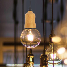 Single Bulb Pendant Light Fixture with Khaki Wood Cord for Dining Room Homeowners, 1 Set