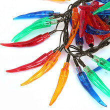 Waterdichte lichtslinger met chilipeper op zonne-energie, 10 meter lang.