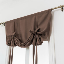 1PC Beige Roman Curtain, Tie-Up Thermal Insulated Shade for Kids Room, Bathroom, Kitchen – Rod Pocket, 30x46 in