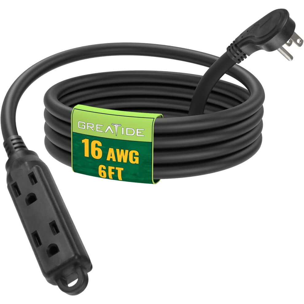6 Ft Flat Plug Extension Cordï¼16/3 Sjt Indoor Low Profile 3 Outlets Extension Cable With 45 Angled Flat Plug, Multiple Outlets Extension Cord, 9027700997899