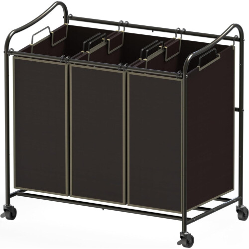 Wäschesortierwagen, robust, dunkelgrau, 3-Sack-Aufsatz